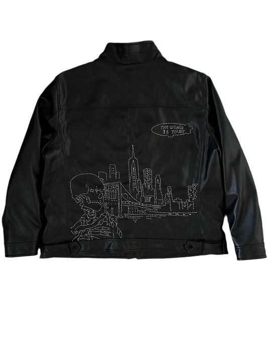 Lou in the city leather jacket